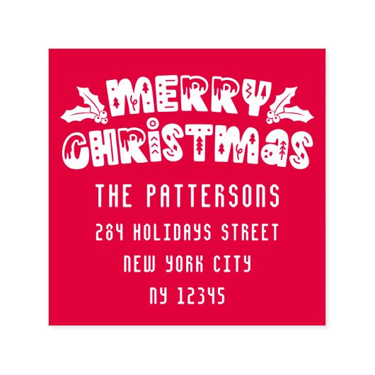 メリークリスマスモダンスクリプト名差出人住所 セルフインキングスタンプ (デザイン)