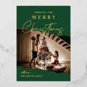 メリークリスマスモダンスクリプト1枚フォトフォイルカード 箔シーズンカード (正面)