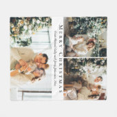 メリークリスマスモダンスクリプト3枚の写真コラージュ フリースブランケット (正面(横))