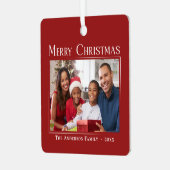 メリークリスマスモダンスタイルエレガント家族の写真 メタルオーナメント (正面左)
