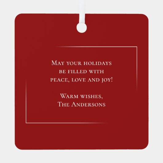 メリークリスマスモダンスタイルエレガント家族の写真 メタルオーナメント (裏面)