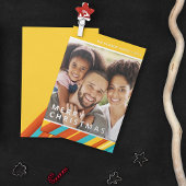 メリークリスマスモダンストライプのフォトフォイルホリデー 箔シーズンカード