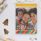 メリークリスマスモダンストライプのフォトフォイルホリデー 箔シーズンカード