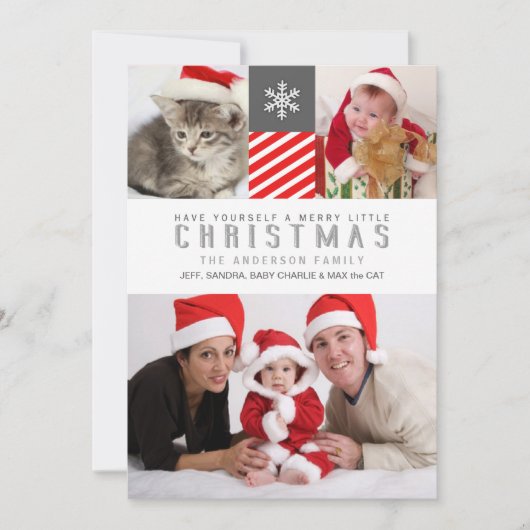 メリークリスマスモダンストライプズホリデーカード シーズンカード (正面)