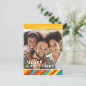 メリークリスマスモダンストライプフォトホリデー シーズンポストカード (スタンド正面)