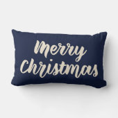 メリークリスマスモダンス素朴クリプトNavy Blue ランバークッション (裏面)
