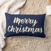 メリークリスマスモダンス素朴クリプトNavy Blue ランバークッション (ブランケット)