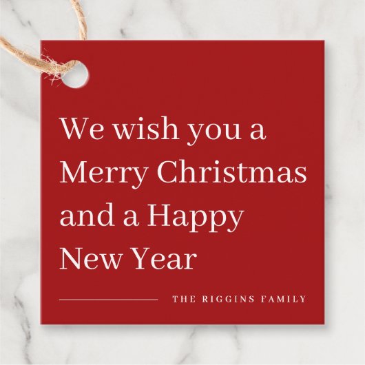 メリークリスマスモダンタイプのホリデーギフトラベル フェイバータグ (正面)