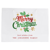 メリークリスマスモダンタイポグラフィフェスティバルファミリー ラージペーパーバッグ (裏面)