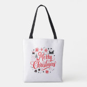 メリークリスマスモダンデザイン | 赤と白 トートバッグ (裏面)