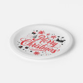 メリークリスマスモダンデザイン | 赤と白 ペーパープレート (アングル)