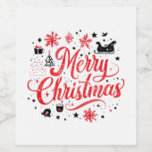 メリークリスマスモダンデザイン | 赤と白 ワインラベル (シングルラベル)