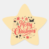 メリークリスマスモダンデザイン | 赤と白 星シール (正面)