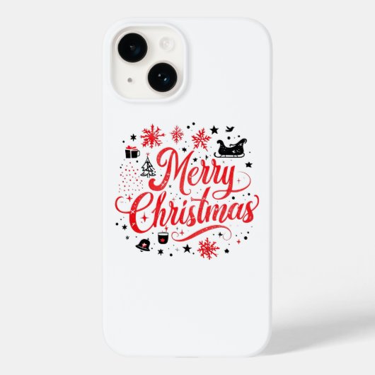メリークリスマスモダンデザイン | 赤と白 Case-Mate iPhoneケース (裏面)