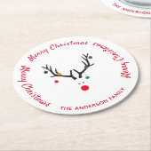 メリークリスマスモダントナおもしろいカイ白 ラウンドペーパーコースター (アングル)