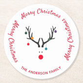 メリークリスマスモダントナおもしろいカイ白 ラウンドペーパーコースター (正面)