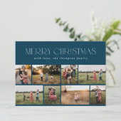 メリークリスマスモダンネイビーミニマルブルーの写真 シーズンカード (スタンド正面)