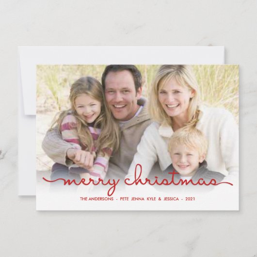 メリークリスマスモダンハンドスクリプトフラットフォトカード シーズンカード (正面)