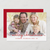 メリークリスマスモダンハンドスクリプトフラットフォトカード シーズンカード (正面/裏面)