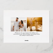 メリークリスマスモダンバラ金ゴールドスクリプト写真 箔シーズンカード (裏面)