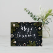 メリークリスマスモダンパインオーナメントスター 箔シーズンポストカード (立ち正面)