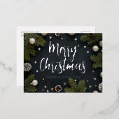 メリークリスマスモダンパインオーナメントスター 箔シーズンポストカード (正面/裏面)
