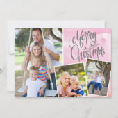 メリークリスマスモダンピンクの水の色3枚の写真 (正面)