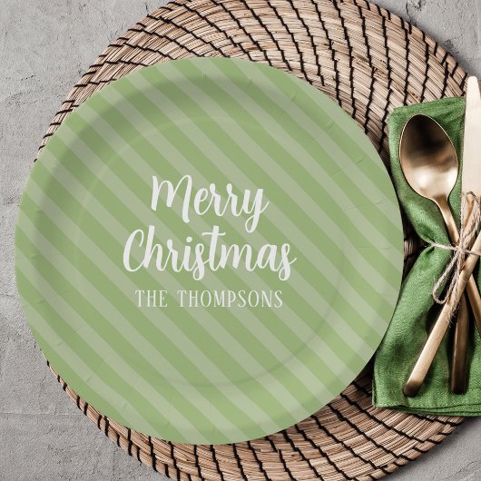 メリークリスマスモダンフェスティバルグリーンミニマリスト ペーパープレート