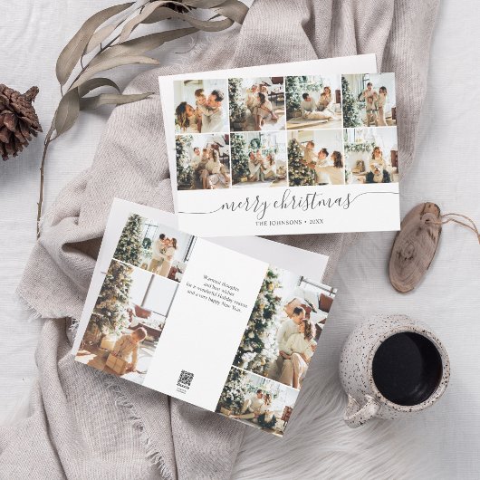 メリークリスマスモダンフォトコラージホリデーカード シーズンカード