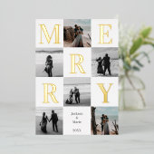 メリークリスマスモダンフォト数々のデザイン 箔シーズンカード (立ち正面)