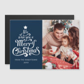 メリークリスマスモダンフォト磁気ホリデーカード (正面/裏面)