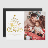 メリークリスマスモダンフォト磁気ホリデーカード (正面/裏面)