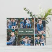 メリークリスマスモダンフォレストグリーンフォトコラージュ シーズンカード (スタンド正面)