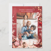 メリークリスマスモダンフローラとトナカイ写真 シーズンカード (正面)