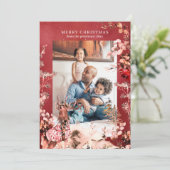 メリークリスマスモダンフローラとトナカイ写真 シーズンカード (スタンド正面)