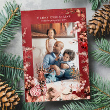 メリークリスマスモダンフローラとトナカイ写真