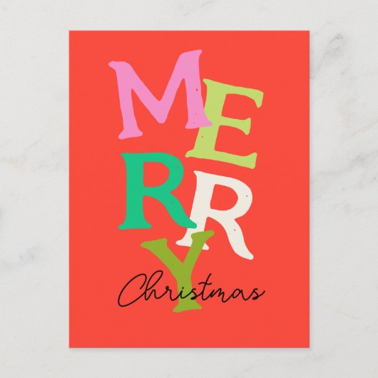 メリークリスマスモダンブライトホリデー シーズンポストカード (正面)