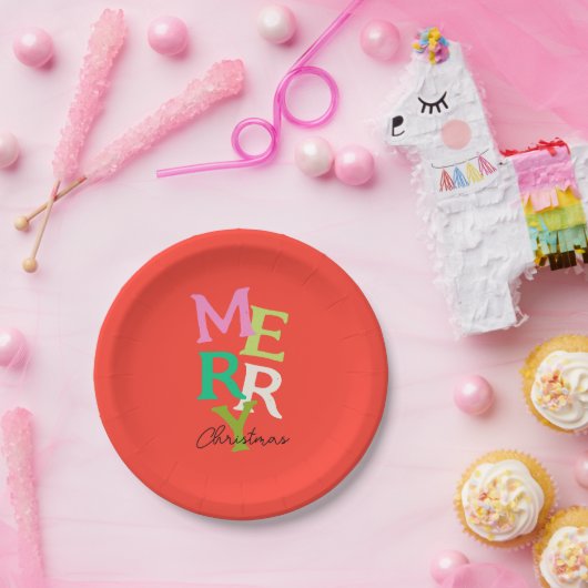 メリークリスマスモダンブライトホリデー ペーパープレート (パーティー)