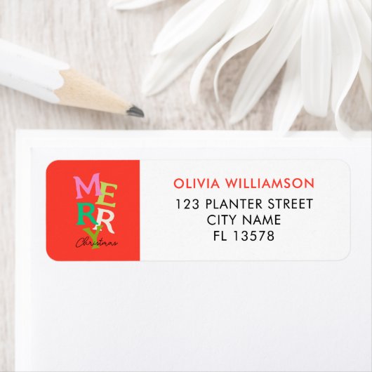 メリークリスマスモダンブライトホリデー ラベル (インサイチュ)