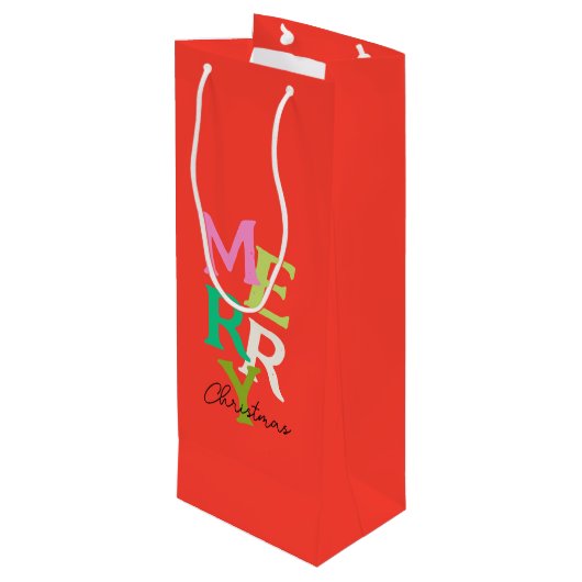 メリークリスマスモダンブライトホリデー ワインギフトバッグ (裏面アングル)