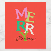 メリークリスマスモダンブライトホリデー ワインラベル (シングルラベル)