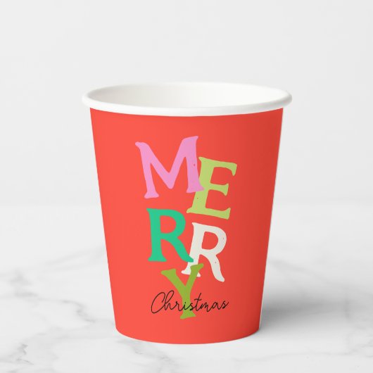 メリークリスマスモダンブライトホリデー 紙コップ (裏面)
