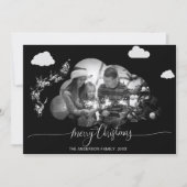 メリークリスマスモダンブラッククラウドフォトホリデイ 招待状 (正面)