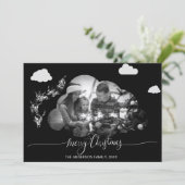 メリークリスマスモダンブラッククラウドフォトホリデイ 招待状 (スタンド正面)