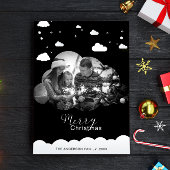 メリークリスマスモダンブラッククラウドフォトホリデイ 招待状