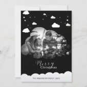 メリークリスマスモダンブラッククラウドフォトホリデイ 招待状 (正面)