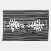 メリークリスマスモダンブラックストライプパーソナライズされた キッチンタオル (横)