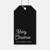 「メリークリスマスモダンブラックパーソナライズされたネーム ギフトタグ (正面)
