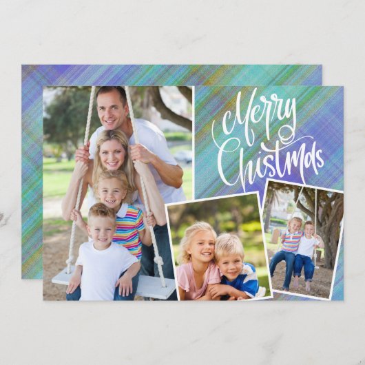 メリークリスマスモダンブループレイド3枚の写真 (正面/裏面)