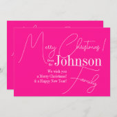 メリークリスマスモダンホットピンク シーズンカード (正面/裏面)